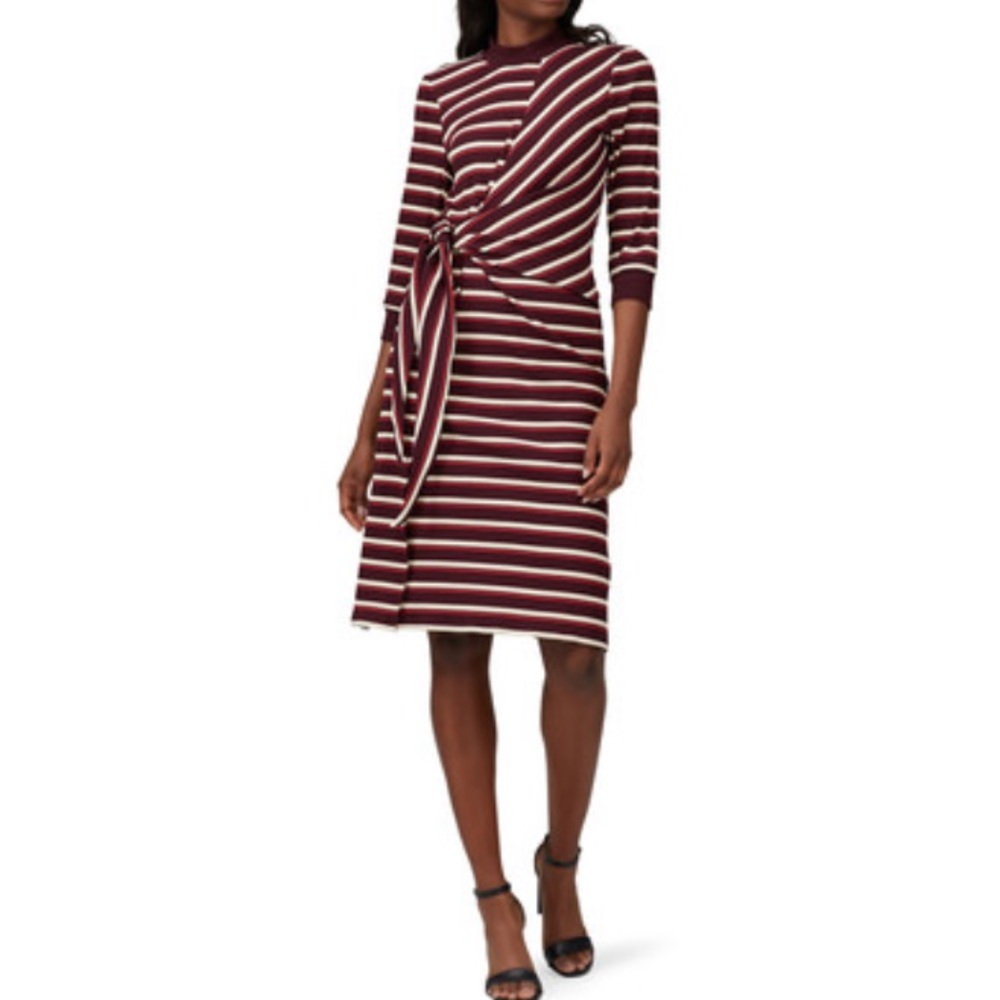 White + Warren Kinly striped tie waist dress